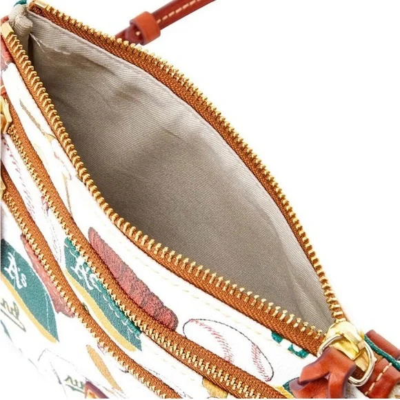 Dooney & Bourke Athletics Triple-Zip Crossbody Bag - White and Brown - Picture 4 of 11